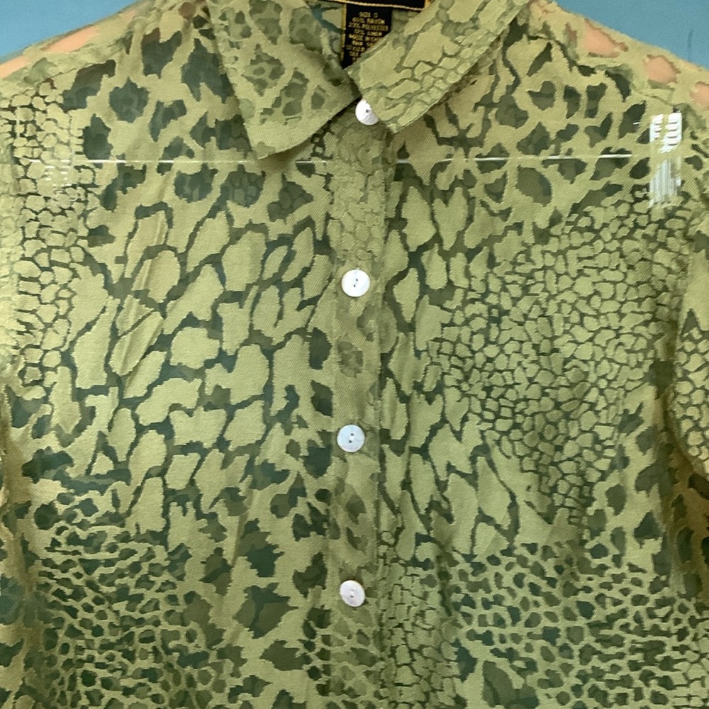 Mirasol Green Sheer Button Down Blouse